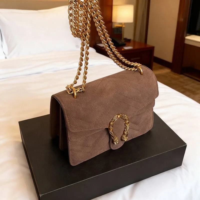 Luxury Flap Bag with Metallic Clasp