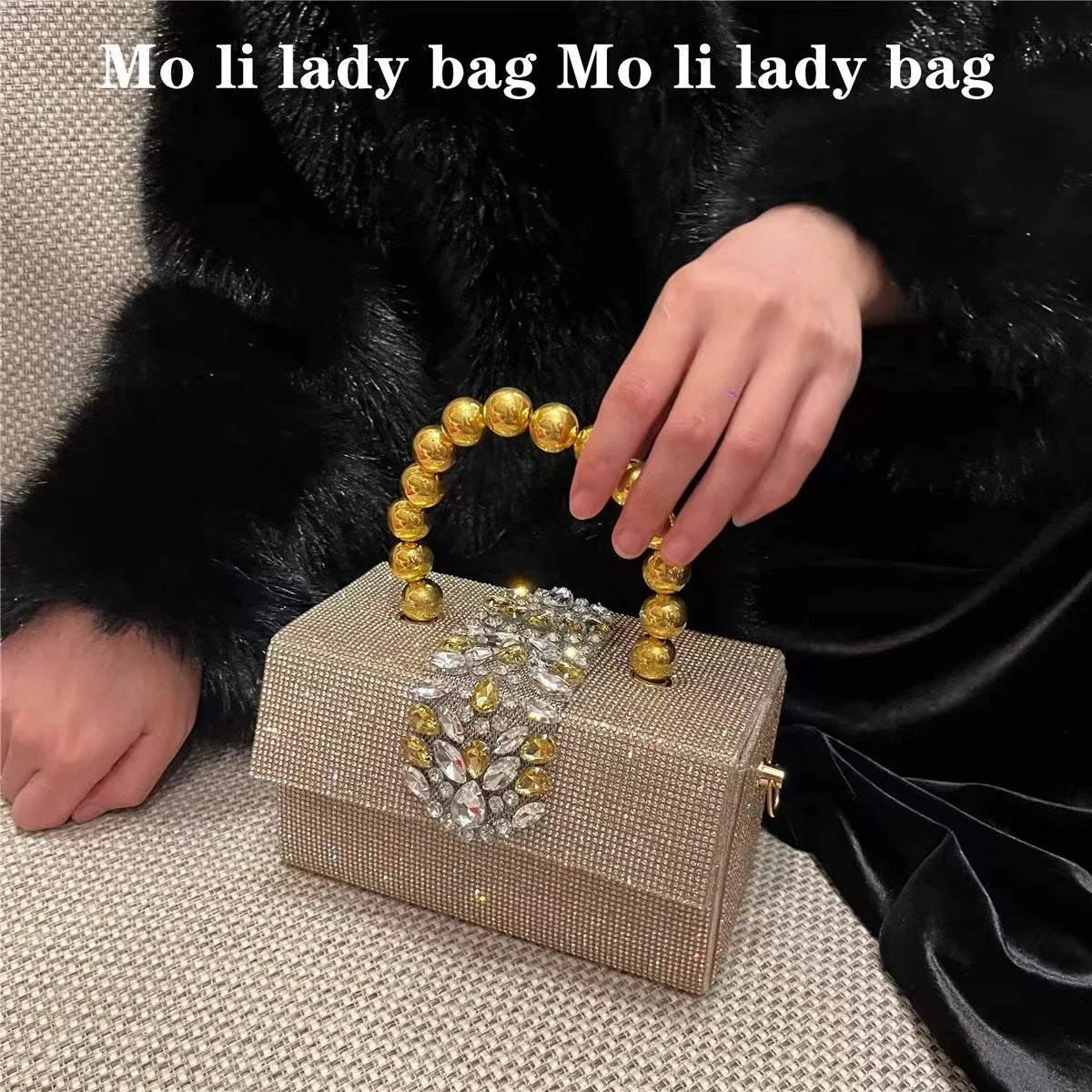 Crystal Beaded Party Box Clutch
